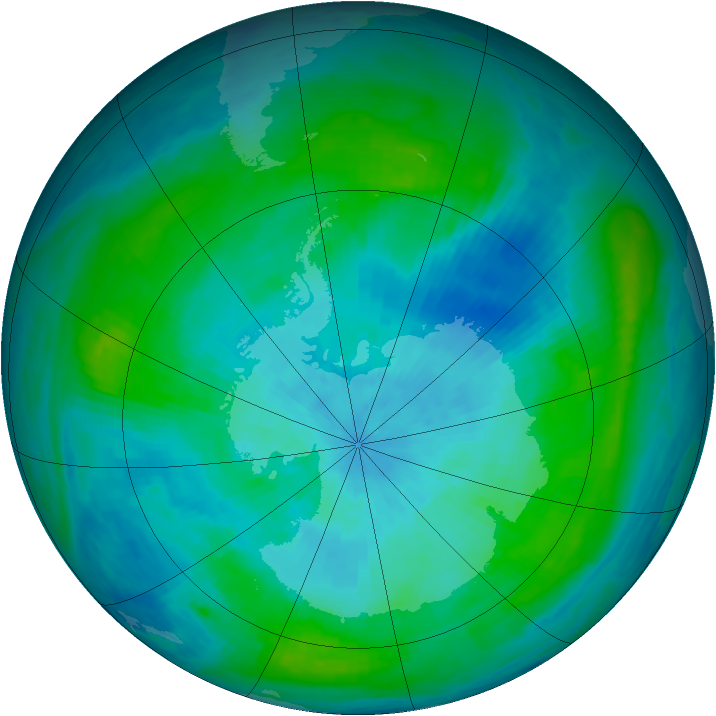 Antarctic ozone map for 28 February 1985